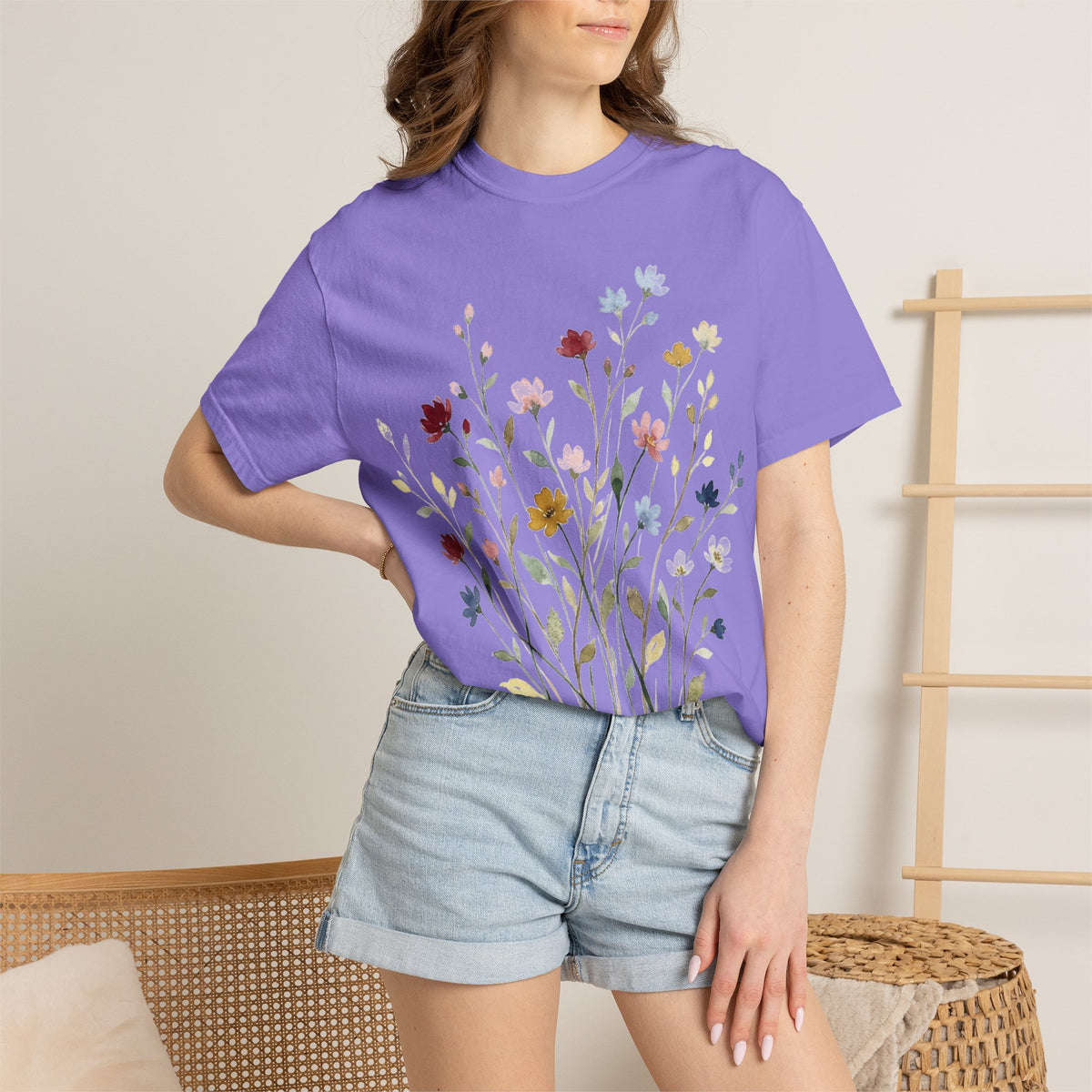 Watercolor Wildflower Spray Shirt, Painted Meadow Bouquet Tee, Cottagecore Floral Shirt, Garden Gift