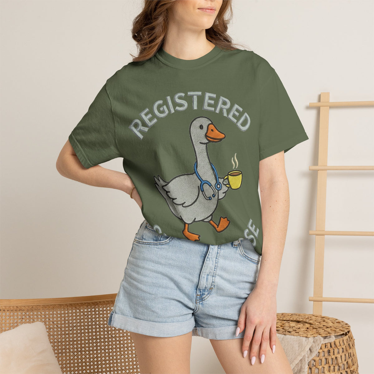Registered Silly Goose Shirt, Faux Embroidery Nurse Goose Tee, Funny RN Shirt, Nurse Gift