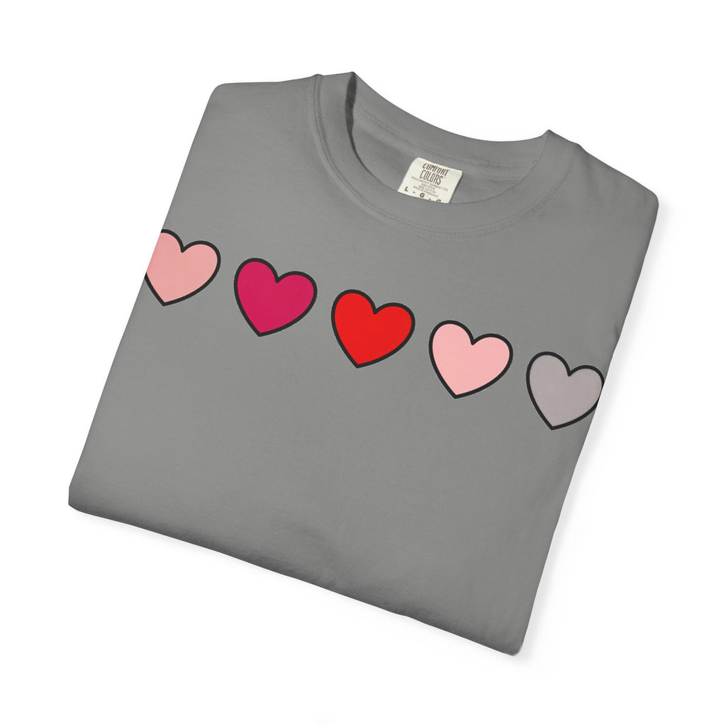 Row Of Hearts Shirt, Minimal Pink Heart Line Tee, Simple Valentine Shirt, Galentines Gift