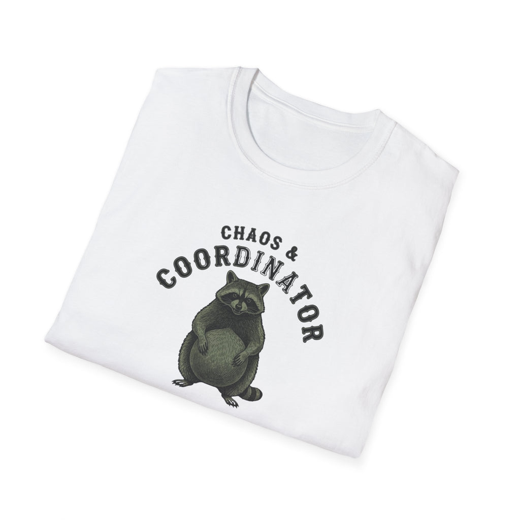 Chaos Coordinator T-Shirt — Funny Raccoon Graphic Tee