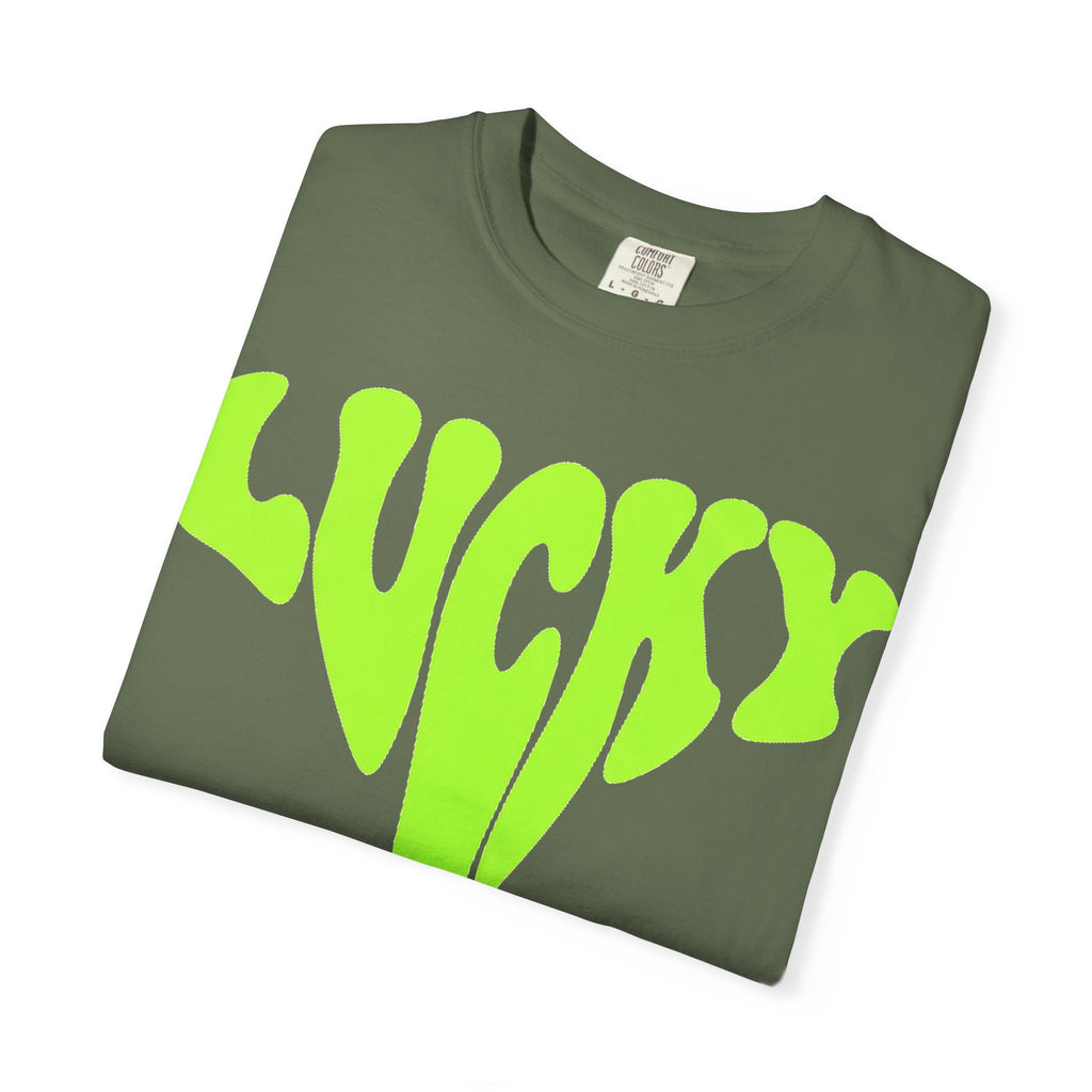 Lucky Drip Shirt, Neon Psychedelic Lettering Tee, Trippy St Patricks Day Shirt, Rave Gift