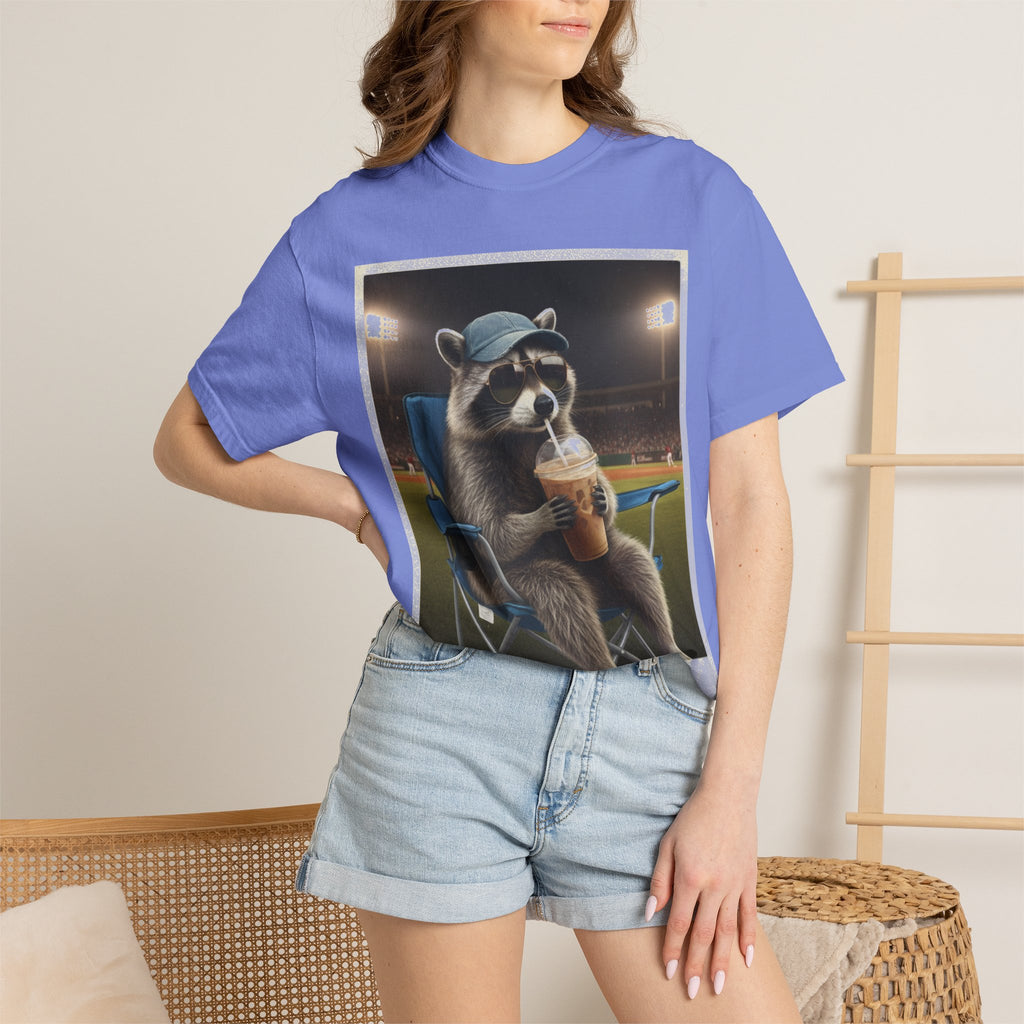 Baseball Raccoon Shirt, I Live Here Now Tee, Funny Ballpark Iced Coffee Shirt, Baseball Mom Gift