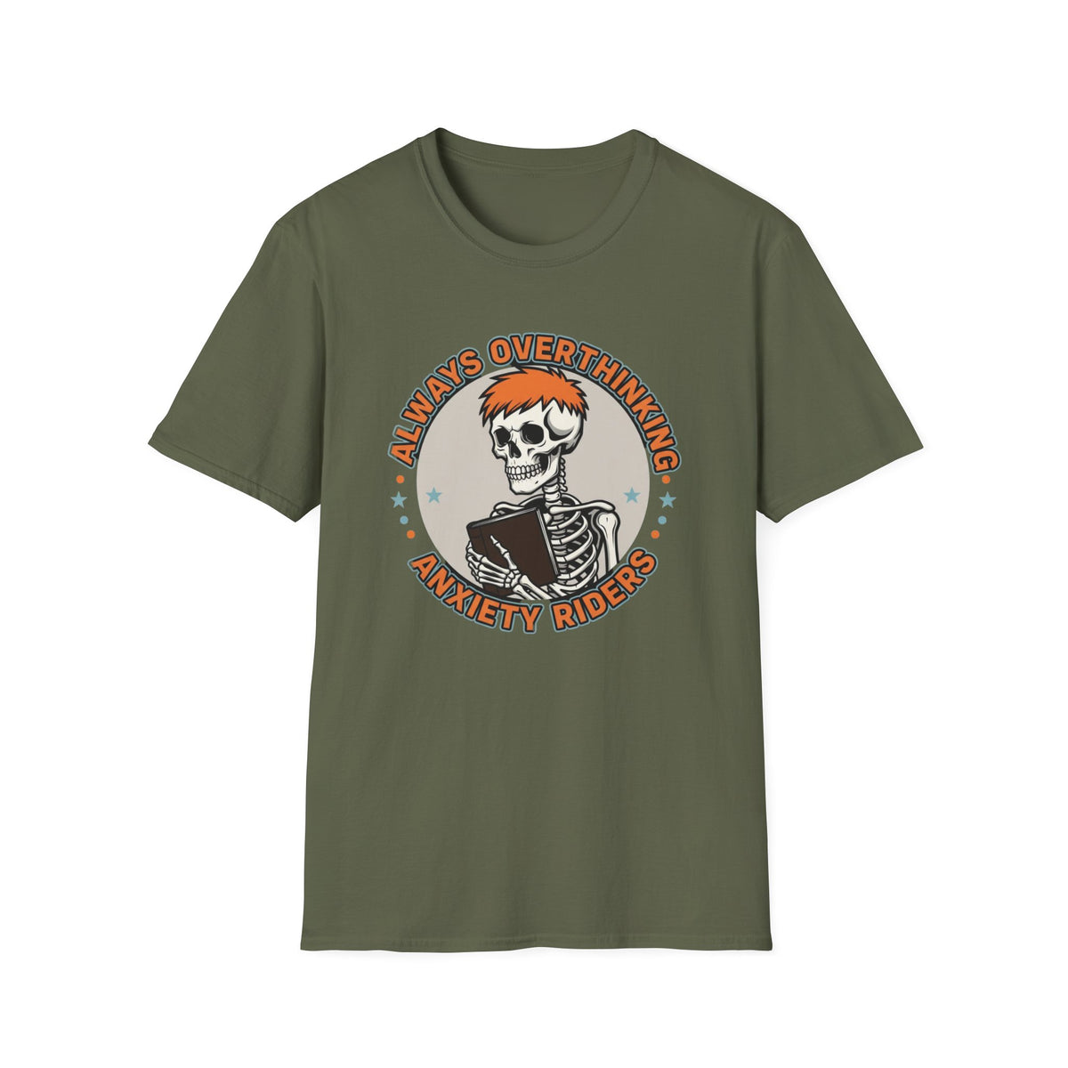 Always Overthinking Anxiety Riders T-Shirt — Retro Skull Graphic Tee for Anxious Overthinkers