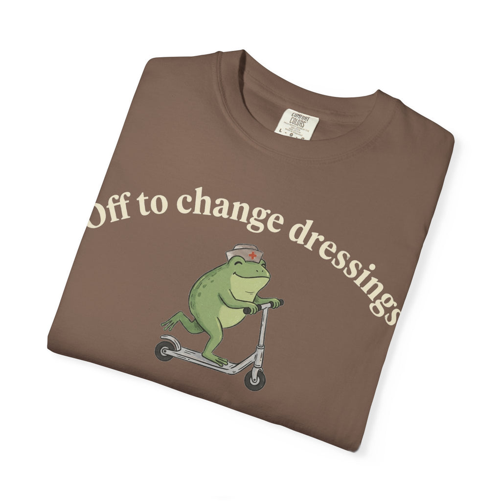 Off To Change Dressings Wide Shirt, Nurse Frog On A Scooter Tee, Funny Wound Care Shirt, RN Gift