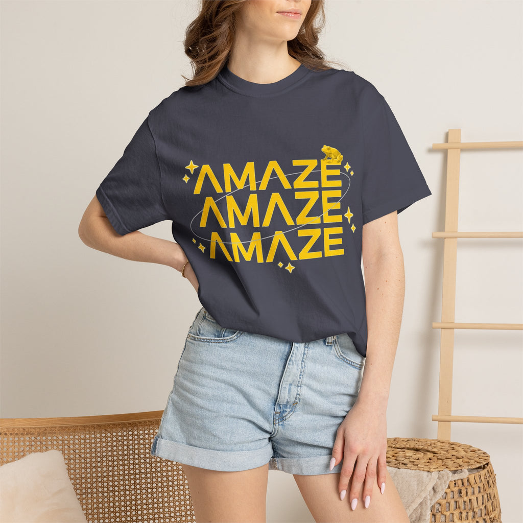 Amaze Amaze Amaze Shirt, Retro Stacked Type Tee, Tiny Frog Graphic Shirt, Funny Minimal Gift