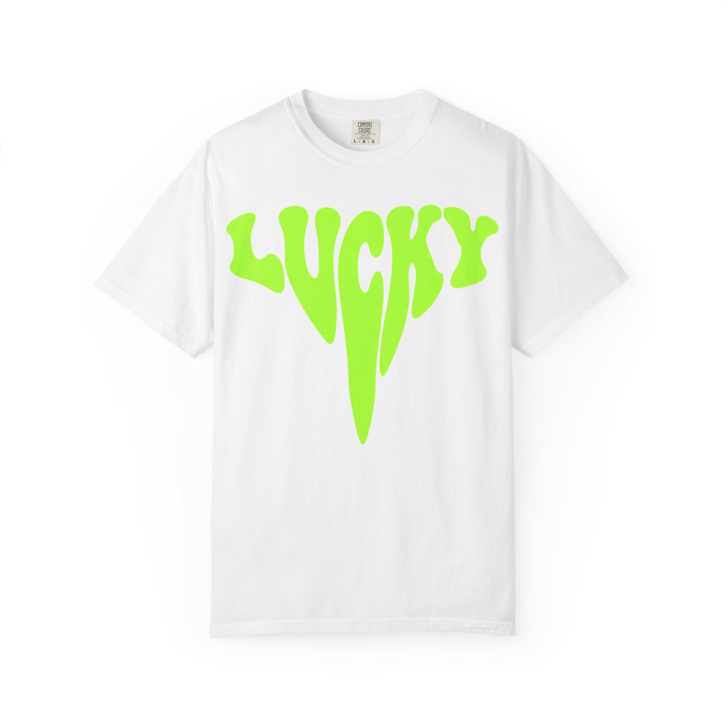 Lucky Drip Shirt, Neon Psychedelic Lettering Tee, Trippy St Patricks Day Shirt, Rave Gift