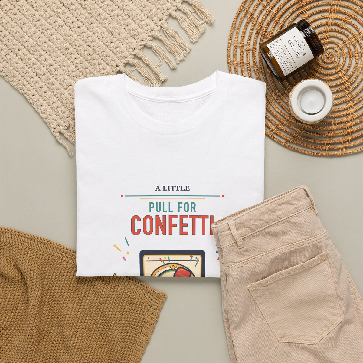 Pull for Confetti Tee — Small Celebration Graphic Shirt