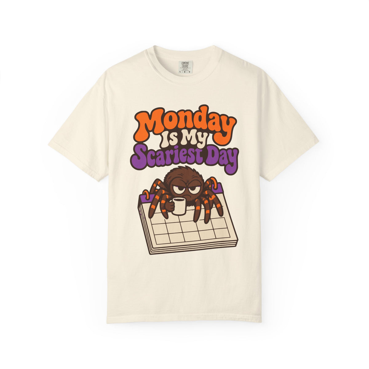 Monday Is My Scariest Day Halloween Shirt, Funny Spider Coffee Tee, Retro Spooky Humor
