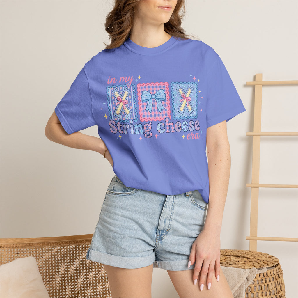 In My String Cheese Era Bow Shirt, Pastel Coquette Snack Tee, Funny Cheese Lover Shirt, Cute Gift