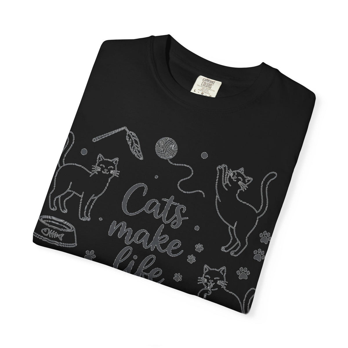 Cats Make Life Better Tall Shirt, Line Art Cat Collage Tee, Cat Lover Shirt, Cat Mom Gift