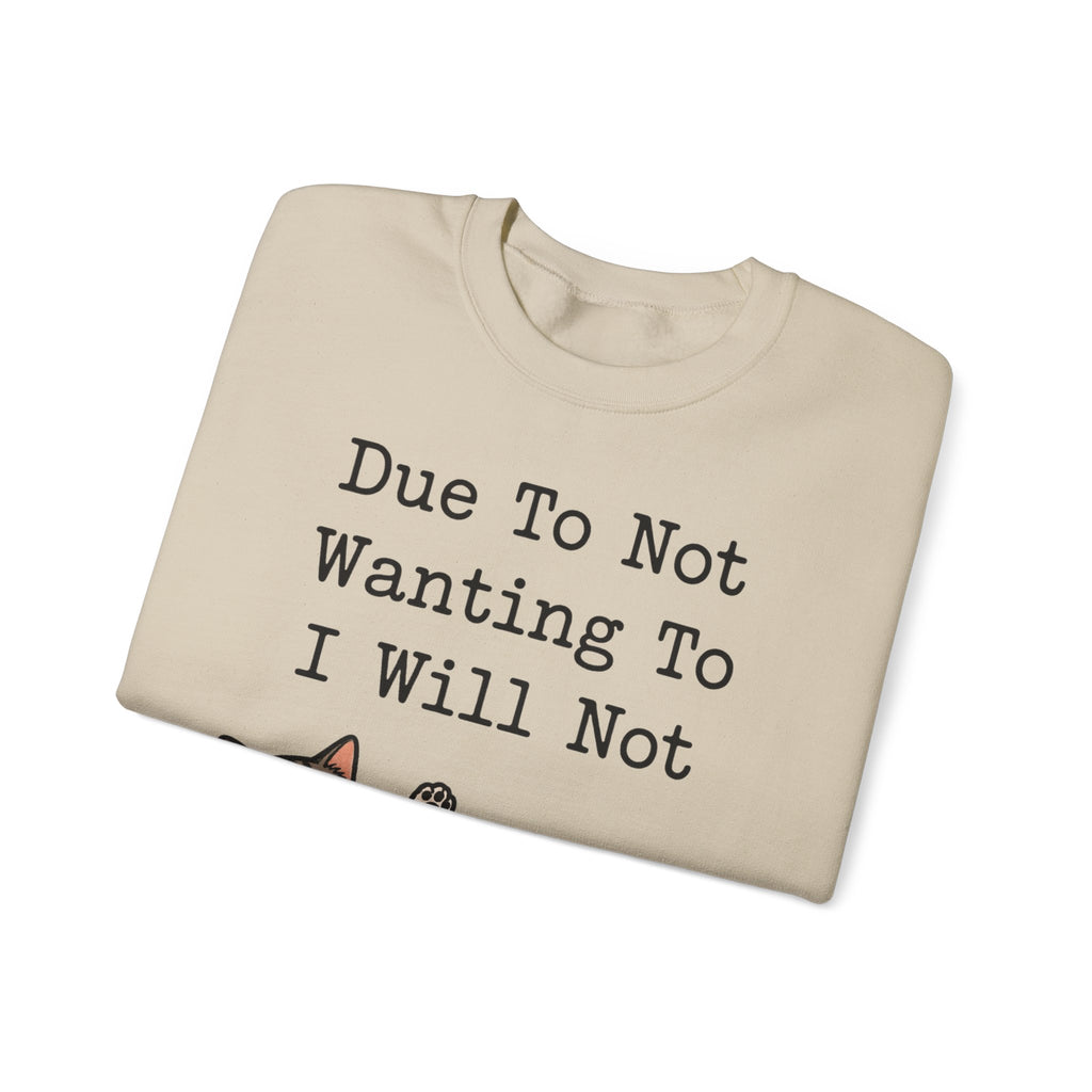 Funny Introvert Sweatshirt Due To Not Wanting To I Will Not | Sarcastic Cat Sweatshirt | Antisocial Sweatshirt | Funny Gift