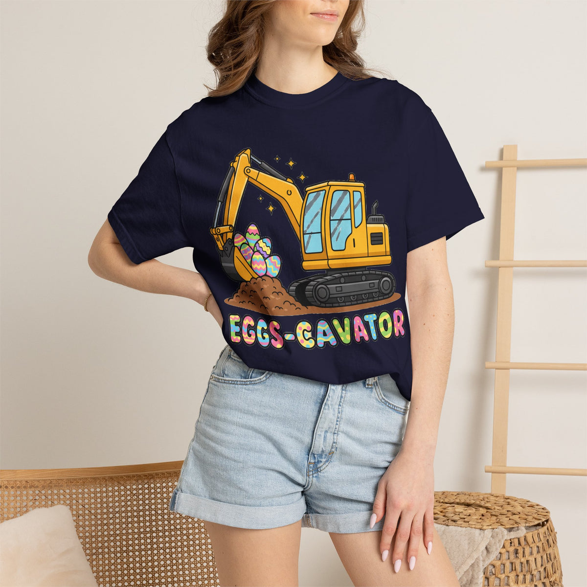 Eggs-Cavator Big Digger Shirt, Easter Excavator Tee, Construction Easter Shirt, Kids Easter Gift