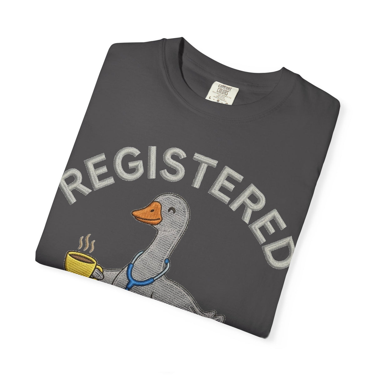 Registered Silly Goose Straight Text Shirt, Embroidered Look Nurse Goose Tee, Funny RN Shirt, Nurse Gift