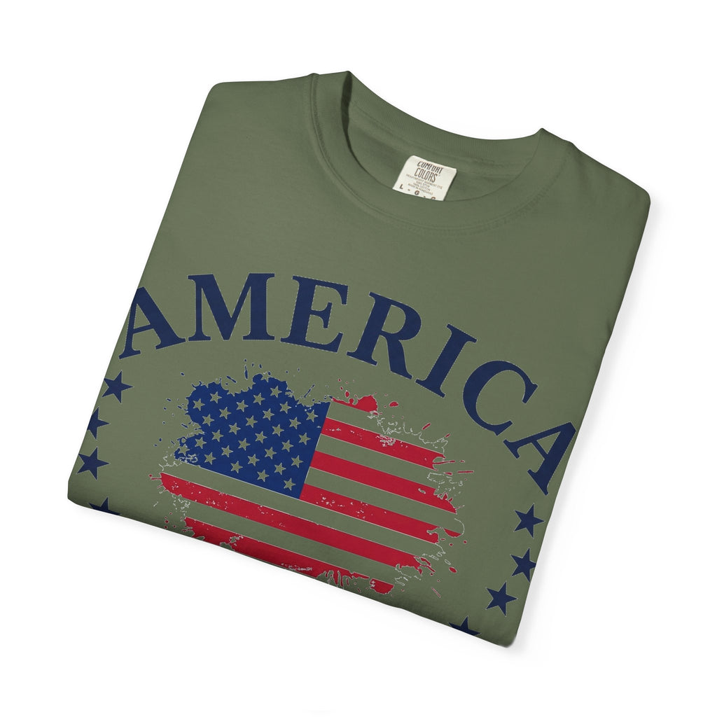 America 1776 2026 Wide Flag Shirt, Patriotic Star Border Tee, Distressed USA Flag Shirt, July 4th Gift