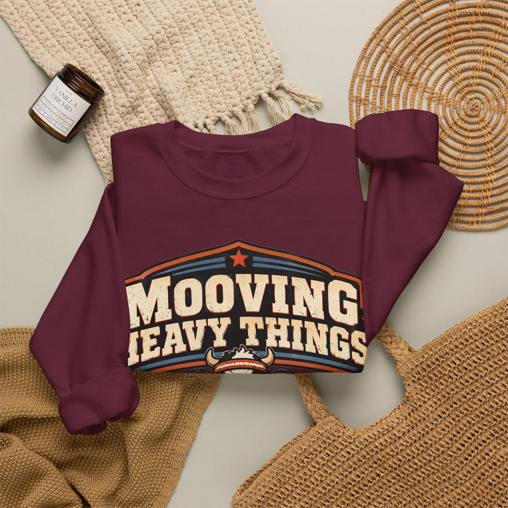 Funny Gym Sweatshirt Mooving Heavy Things | Cow Weightlifting Sweatshirt | Funny Workout Sweatshirt | Gym Lover Gift