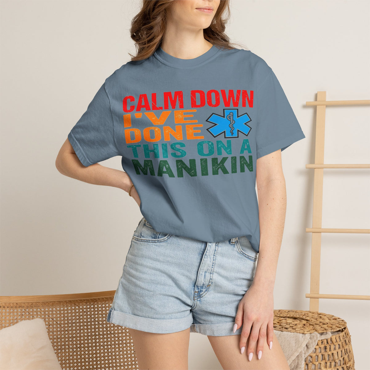 Calm Down I've Done This On A Manikin Bold Shirt, Funny EMT Tee, Nursing Student Humor Shirt, EMS Gift