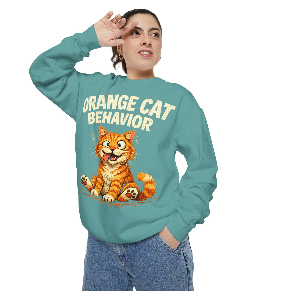 Orange Cat Behavior Sweatshirt — Cute Ginger Kitty Graphic Pullover
