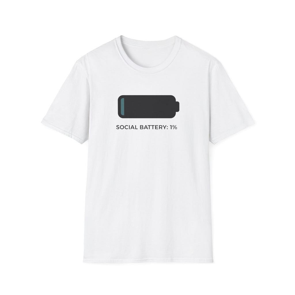 Social Battery 1% T-Shirt — Funny Introvert Low Energy Tee