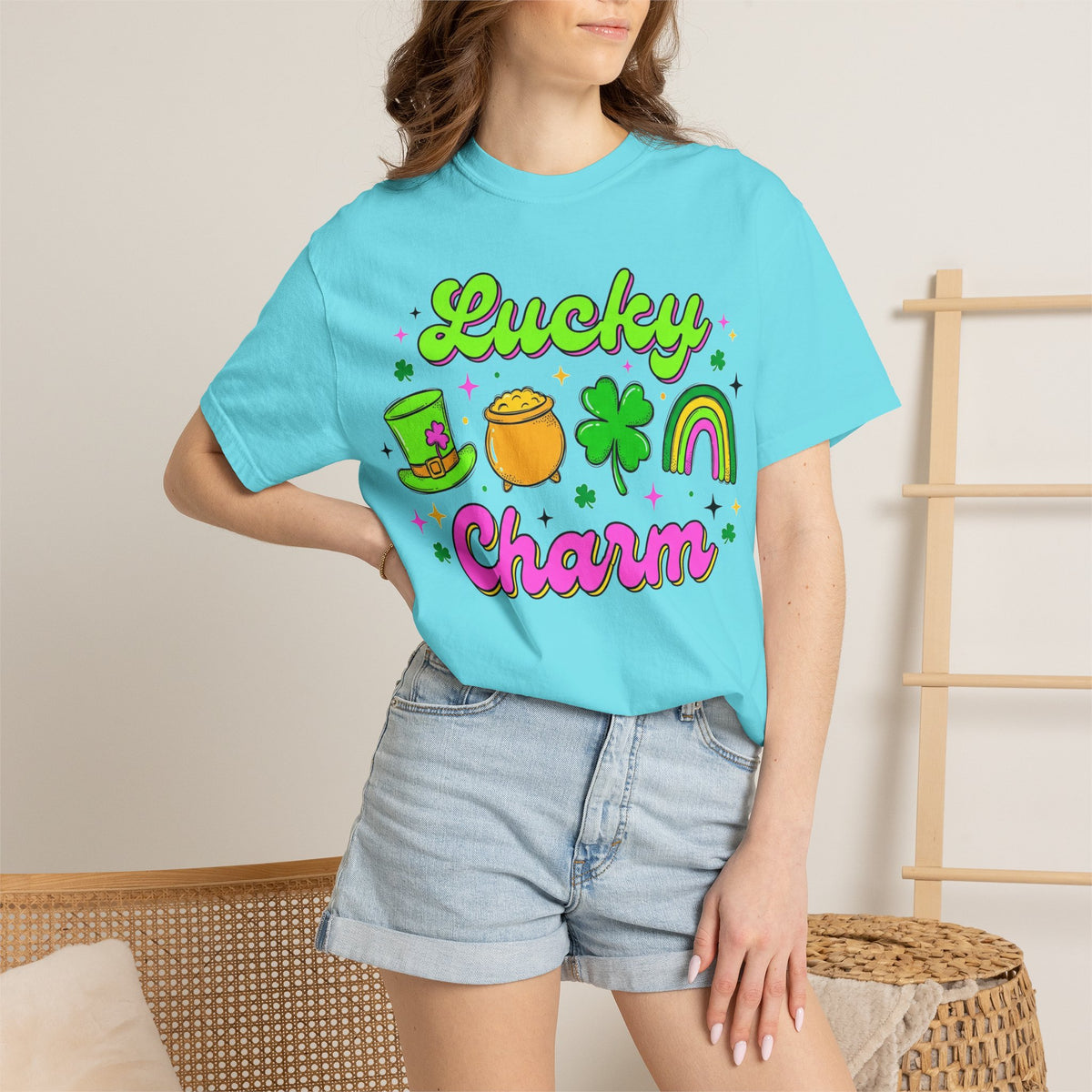 Lucky Charm Shirt, Retro St Patricks Day Doodle Tee, Pot Of Gold Rainbow Shirt, Irish Gift