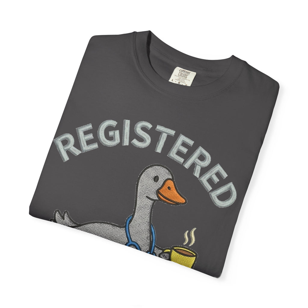 Registered Silly Goose Shirt, Faux Embroidery Nurse Goose Tee, Funny RN Shirt, Nurse Gift