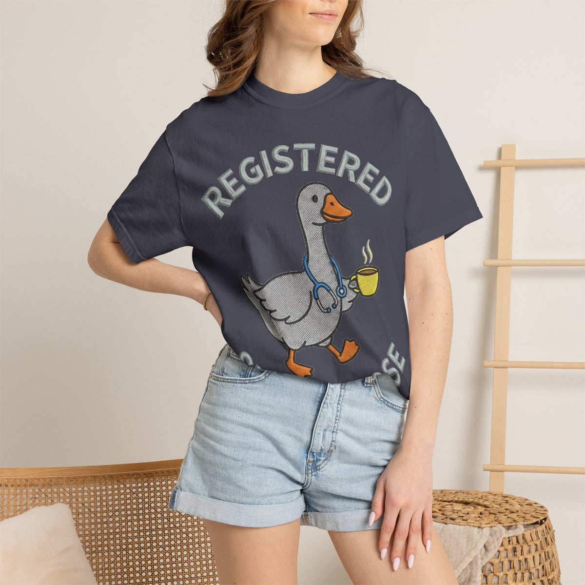 Registered Silly Goose Shirt, Faux Embroidery Nurse Goose Tee, Funny RN Shirt, Nurse Gift