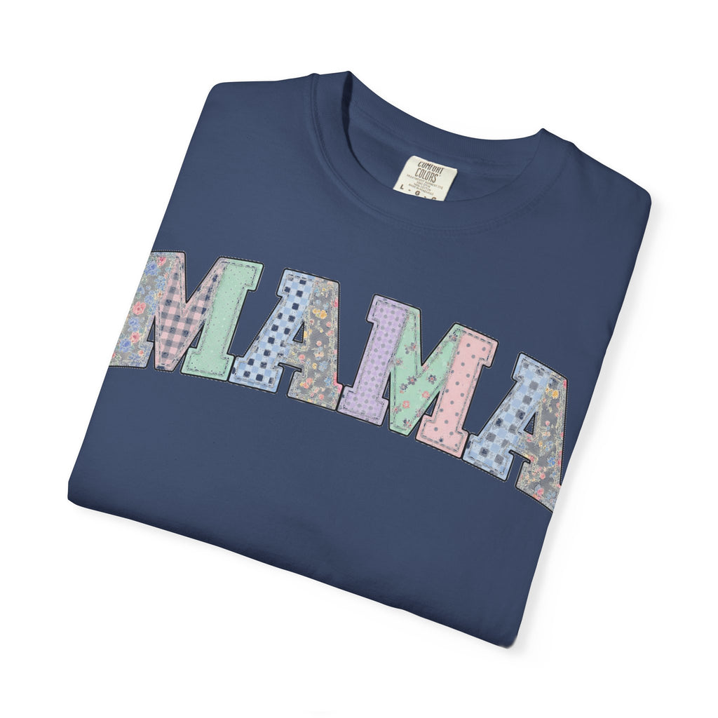 Mama Soft Patchwork Shirt, Small Pastel Applique Tee, Shabby Chic Mama Shirt, Mom Gift