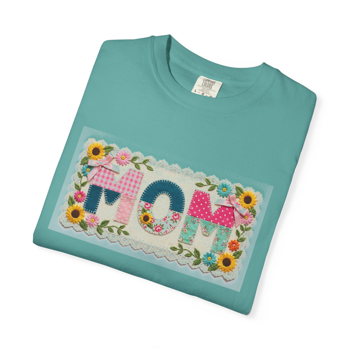 Mom Floral Applique Shirt, Faux Embroidery Sunflower MOM Tee, Mothers Day Shirt, Mom Gift