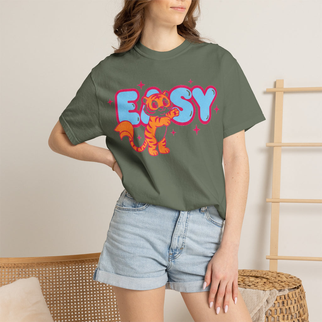 Easy Tiger Centre Cub Shirt, Y2K Retro Bubble Tiger Tee, Pink Sparkle Shirt, Funny Flirty Gift