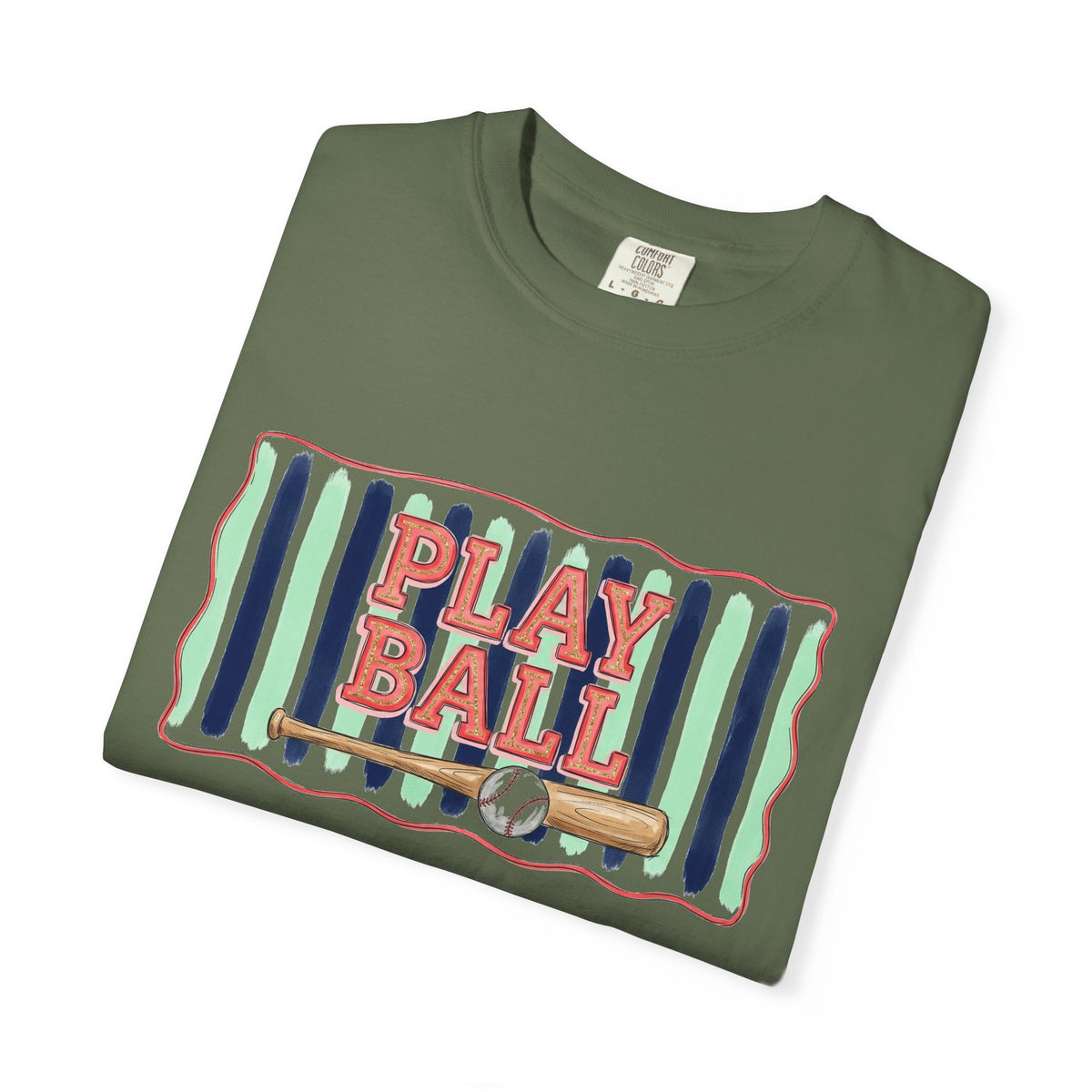 Play Ball Shirt, Painted Stripe Baseball Tee, Vintage Baseball Mom Shirt, Game Day Gift