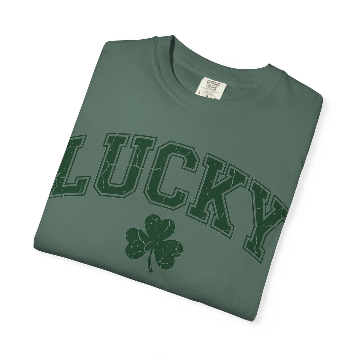 Lucky Shamrock Varsity Shirt, Distressed Green Clover Tee, St Patricks Day Collegiate Shirt, Irish Gift