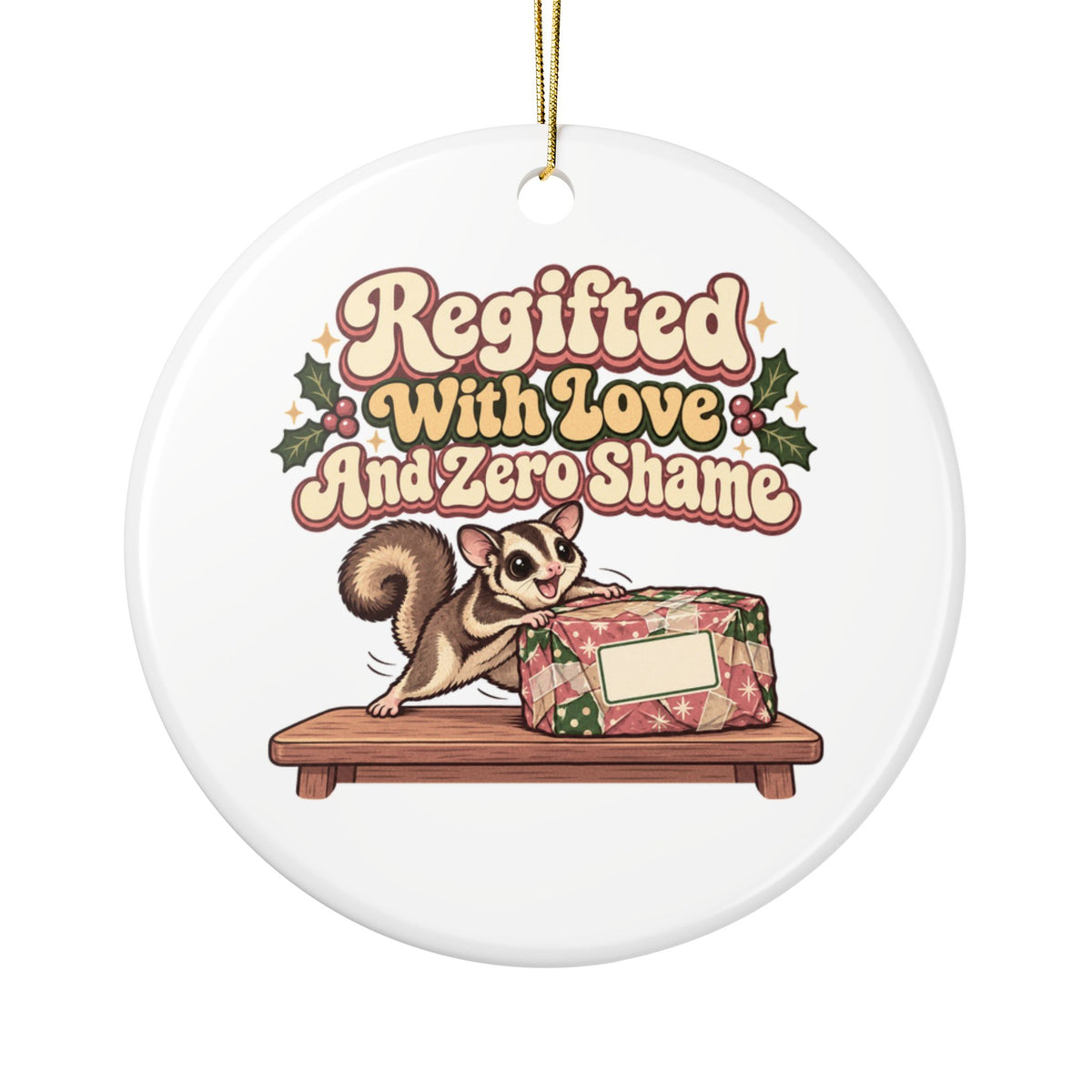 Regifted With Love And Zero Shame Ornament, Funny Coworker Christmas Gift, Secret Santa Stocking Stuffer, Ceramic Christmas Ornament 2026