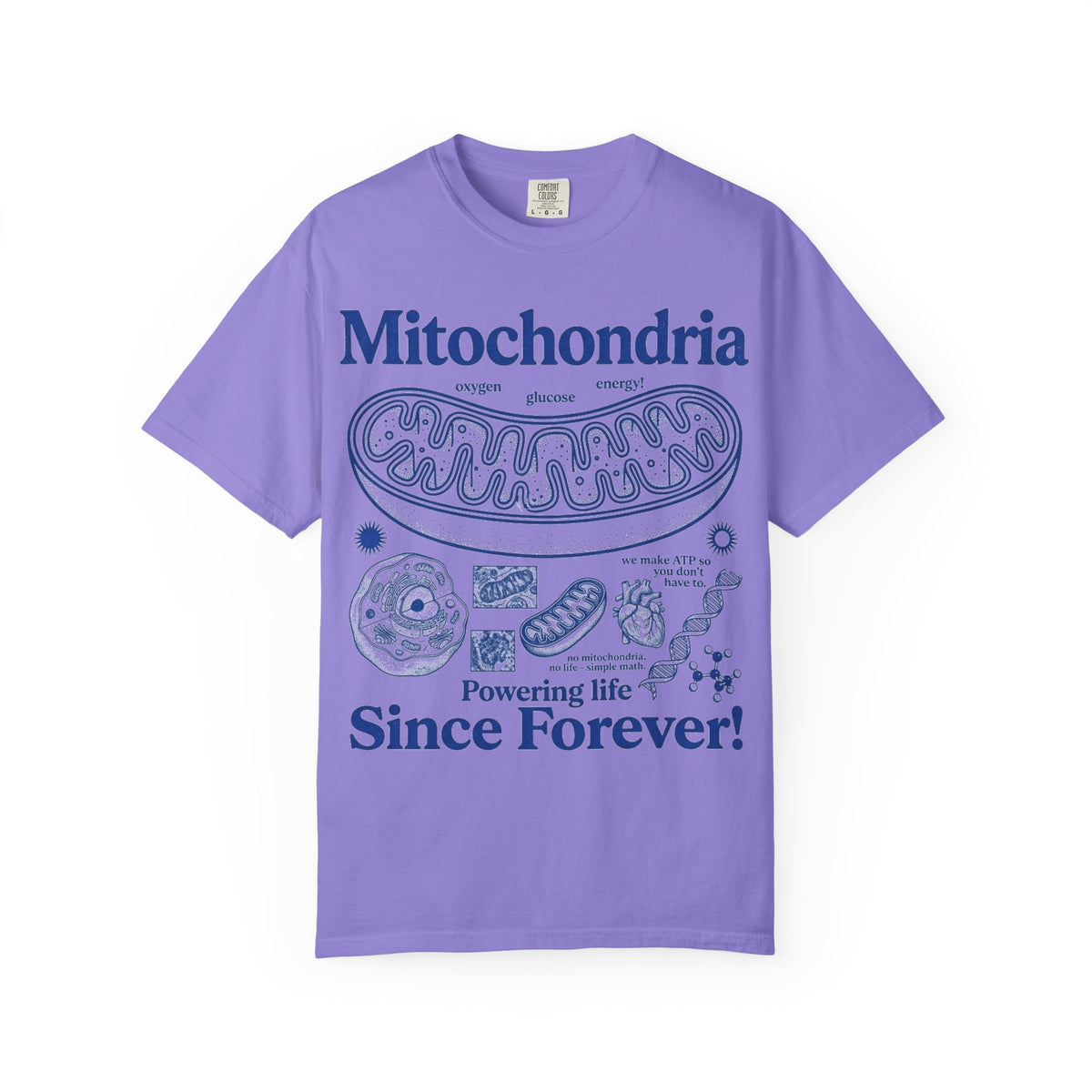 Mitochondria Powering Life Since Forever Tall Shirt, Retro Biology Poster Tee, Science Teacher Shirt, Nerd Gift