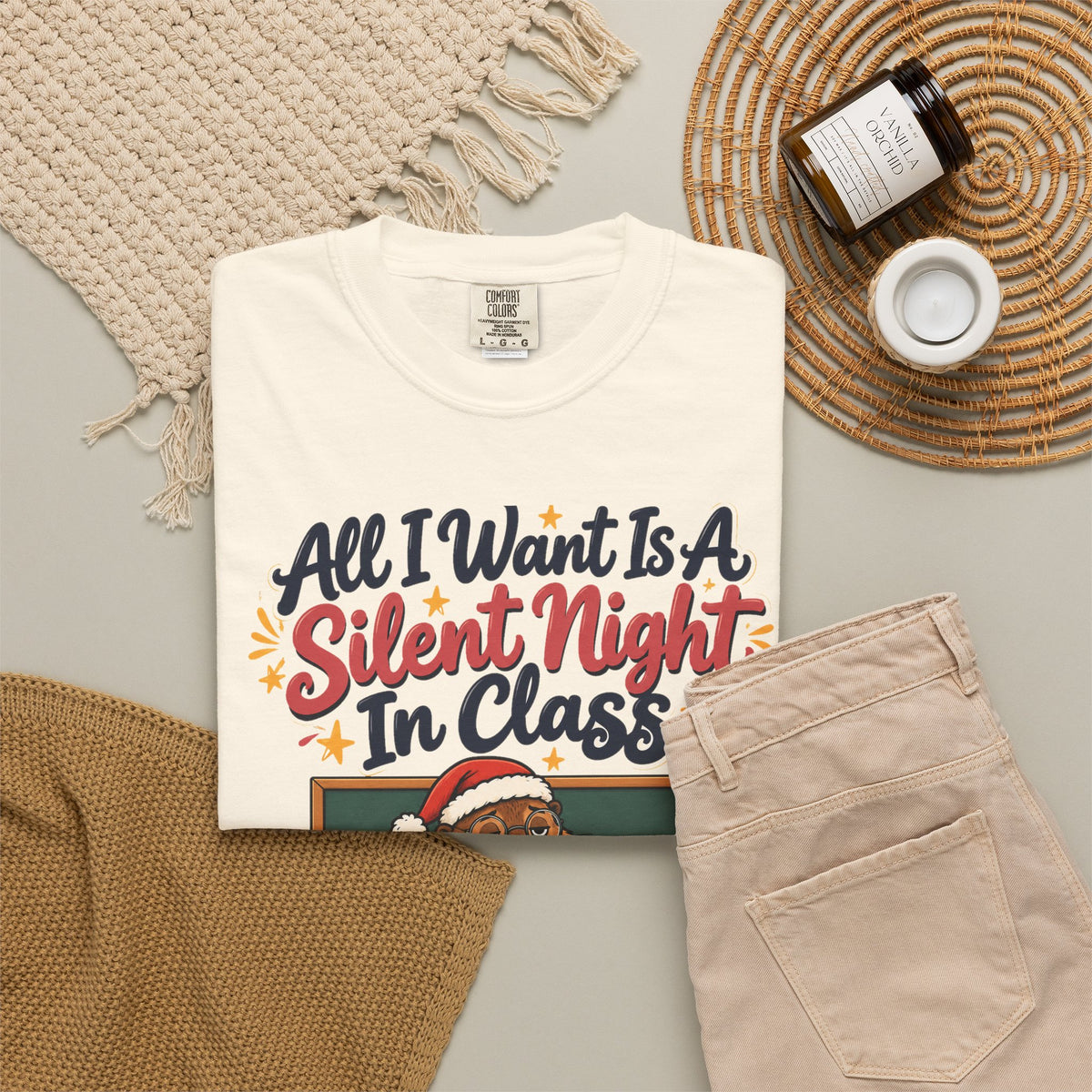 Funny Teacher Gift All I Want Is A Silent Night In Class Ornament Mug Shirt Christmas Gift from Student Beaver