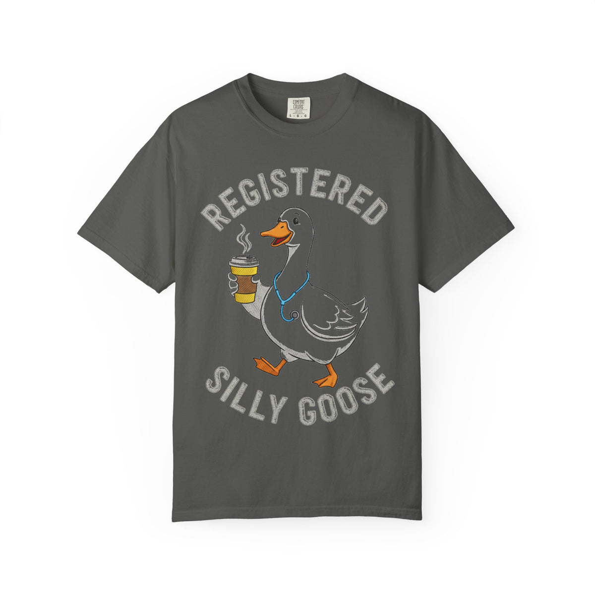 Registered Silly Goose Coffee Cup Shirt, Faux Stitch Nurse Goose Tee, Funny Nurse Shirt, RN Gift