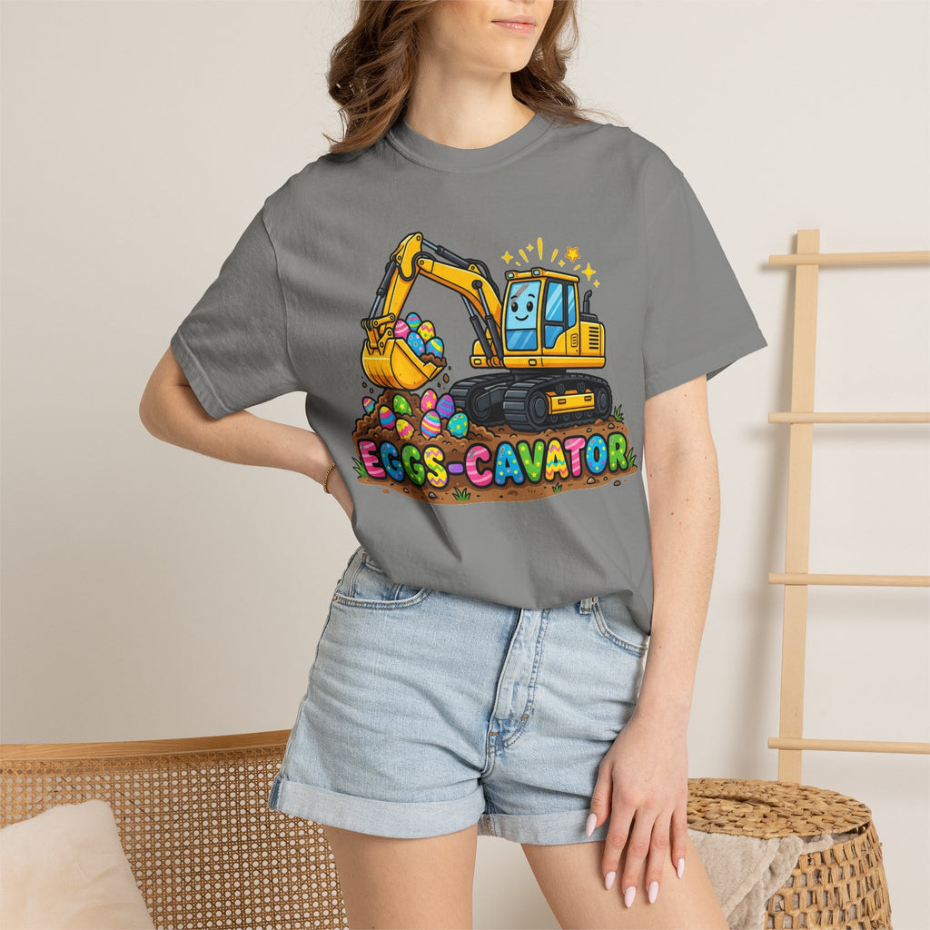 Eggs-Cavator Excavator Shirt, Funny Easter Construction Tee, Digger Easter Egg Shirt, Boys Easter Gift