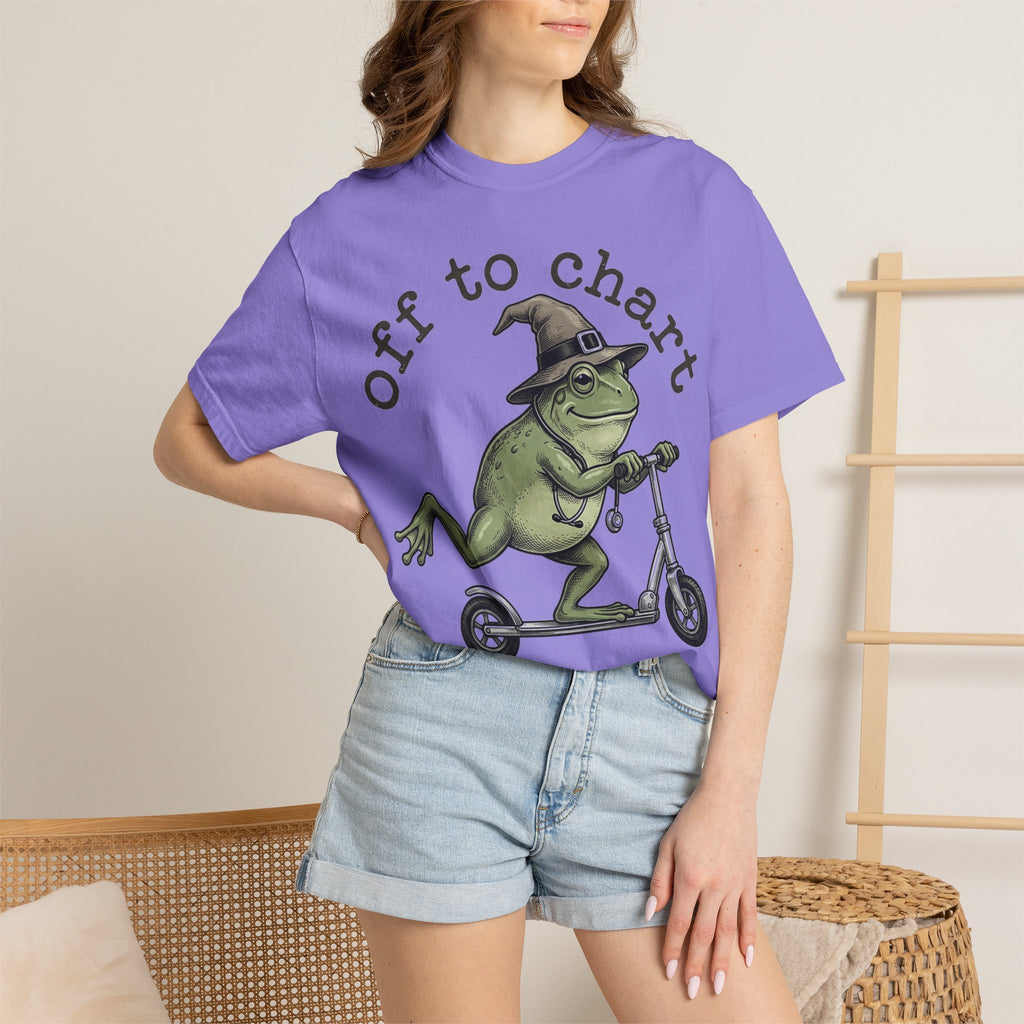 Off To Chart Etched Frog Shirt, Vintage Nurse Frog Scooter Tee, Charting Humor Shirt, RN Gift