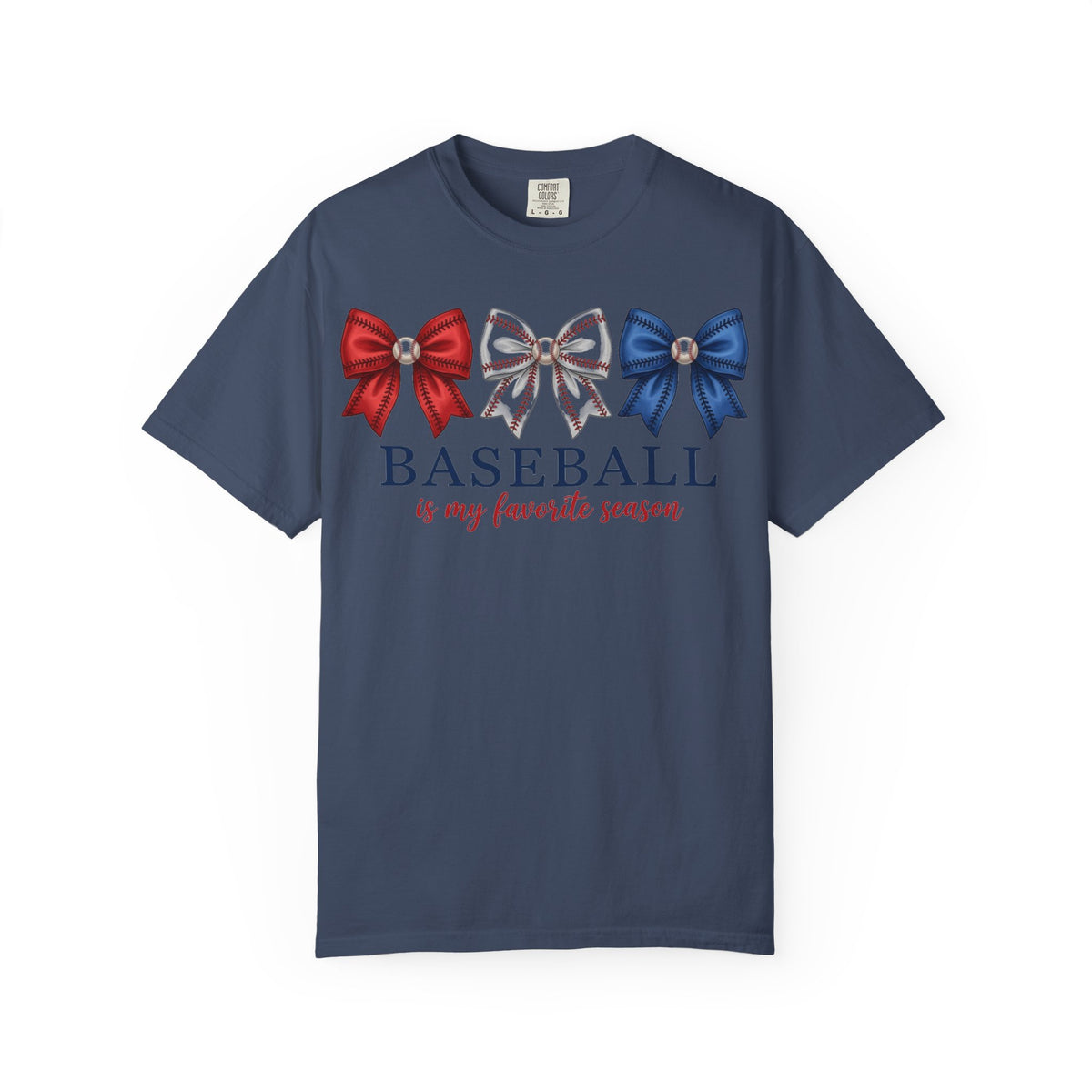 Baseball Is My Favorite Season Tee, Small Bow Trio Baseball Shirt, Coquette Sports Mom Shirt, Game Day Gift
