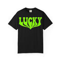Lucky Drippy Type Shirt, Neon Green Psychedelic Tee, Retro St Patricks Day Shirt, Rave Gift