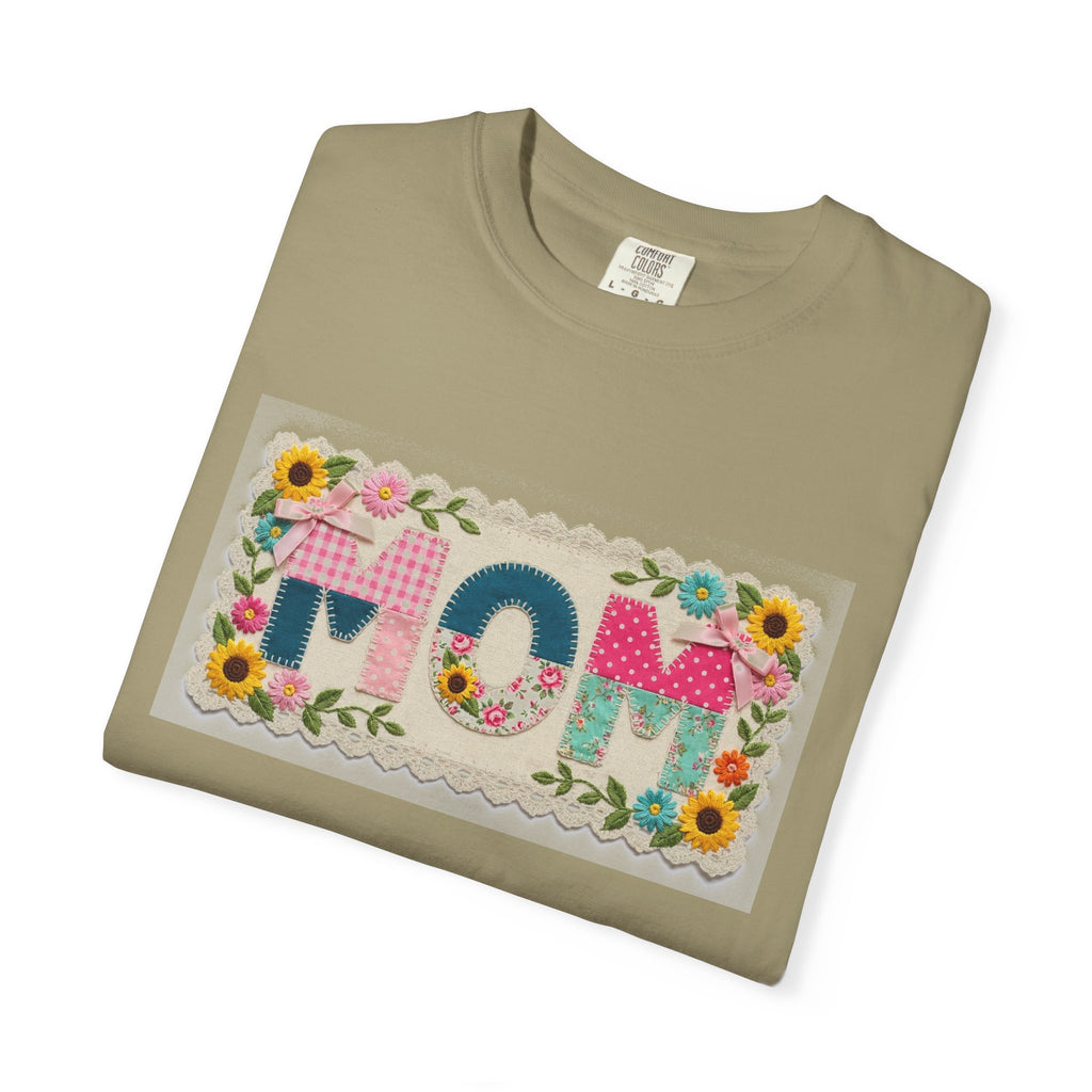 Mom Floral Applique Shirt, Faux Embroidery Sunflower MOM Tee, Mothers Day Shirt, Mom Gift