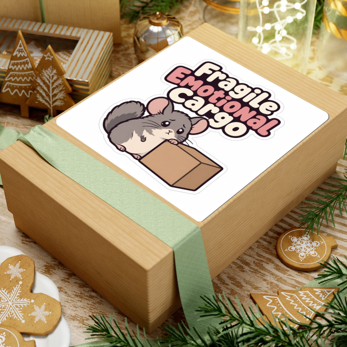 Fragile Emotional Cargo Sticker, Funny Laptop Decal, Cute Chinchilla Vinyl Sticker