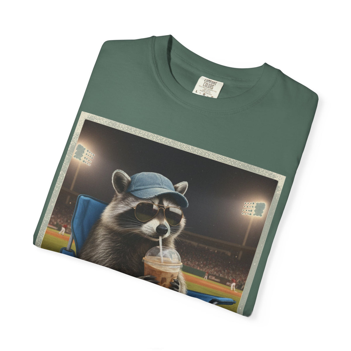 Baseball Raccoon Shirt, I Live Here Now Tee, Funny Ballpark Iced Coffee Shirt, Baseball Mom Gift