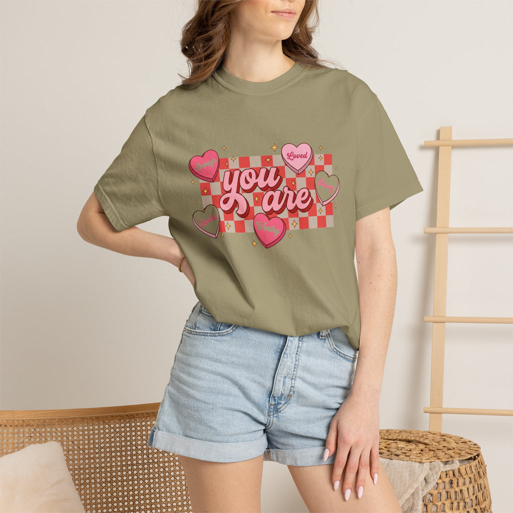 You Are Enough Candy Heart Shirt, Red Check Affirmation Tee, Valentines Self Love Shirt, Gift For Her