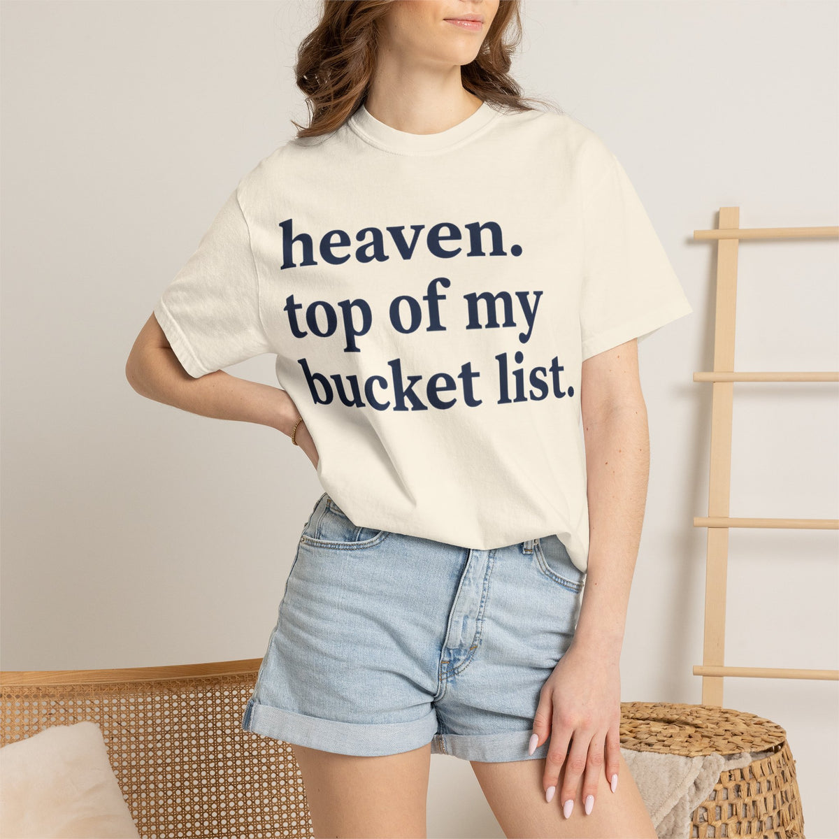 Heaven Top Of My Bucket List Classic Shirt, Serif Typography Faith Tee, Christian Gift Shirt