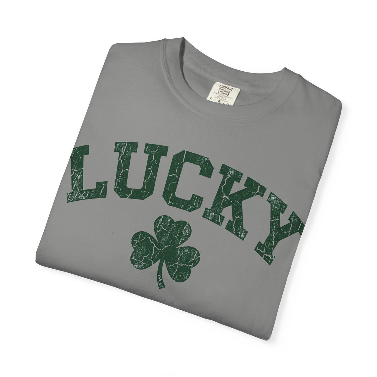 Lucky Clover Collegiate Shirt, Cracked Varsity Green Tee, St Patricks Day Shirt, Shamrock Gift