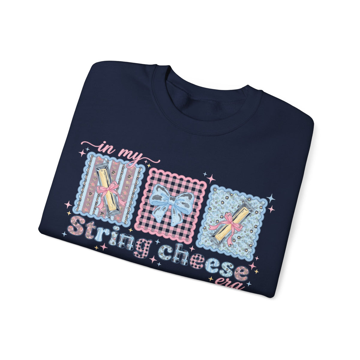 In My String Cheese Era Sweatshirt, Coquette Bow Snack Sweatshirt, Funny Girly Meme Sweatshirt, Pastel Pink Blue Gift for Her, Cute Food Hum