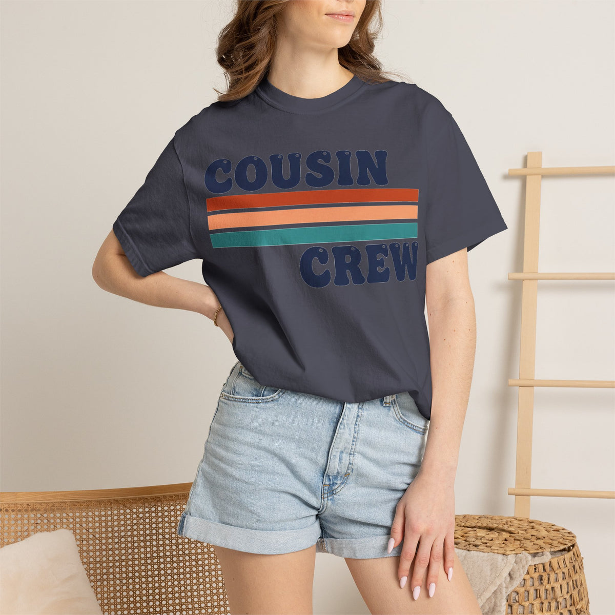 Cousin Crew Stacked Stripe Shirt, Vintage Stripe Family Tee, Matching Cousin Shirt, Reunion Gift