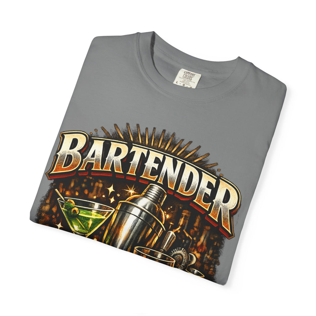 Bartender T-Shirt — "Bartender: Cheaper Than a Therapist" Vintage Bar Graphic Tee