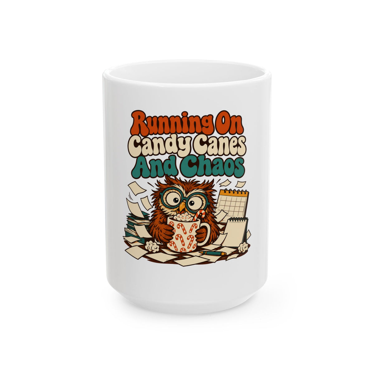 Running On Candy Canes And Chaos Mug, Funny Teacher Christmas Gift, Secret Santa Stocking Stuffer, 11oz 15oz Coffee Mug