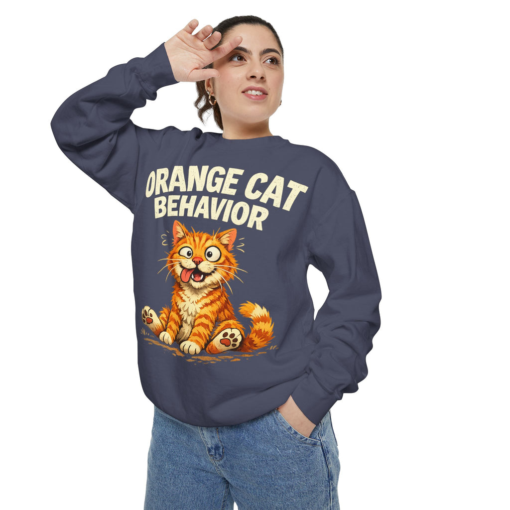 Orange Cat Behavior Sweatshirt — Cute Ginger Kitty Graphic Pullover