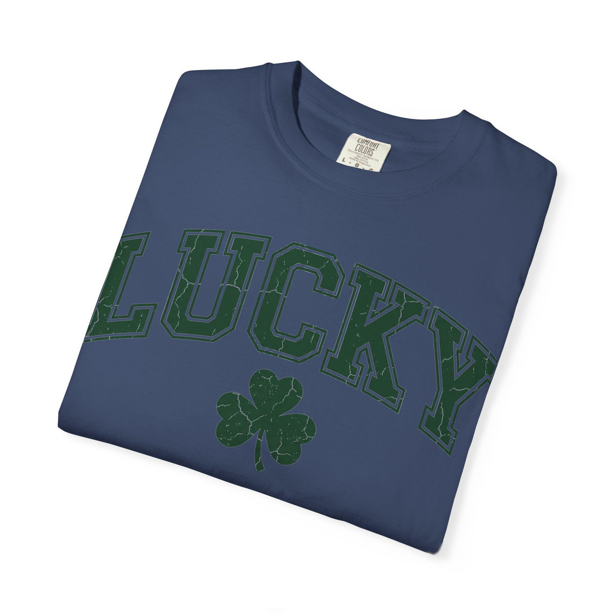 Lucky Shamrock Varsity Shirt, Distressed Green Clover Tee, St Patricks Day Collegiate Shirt, Irish Gift
